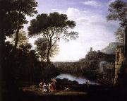 Claude Lorrain lenbskap med nymfen egeria oil on canvas